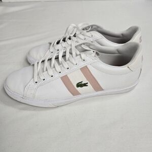 Lacoste Grad White Leather Sneaker Shoes Women's Size 8.5